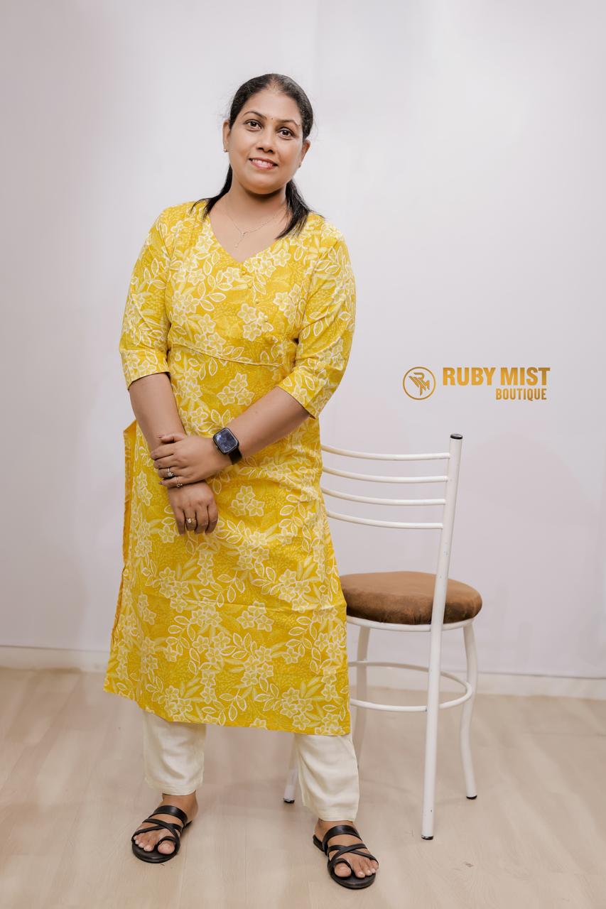 Floral Printed Cotton Kurti - Image 4