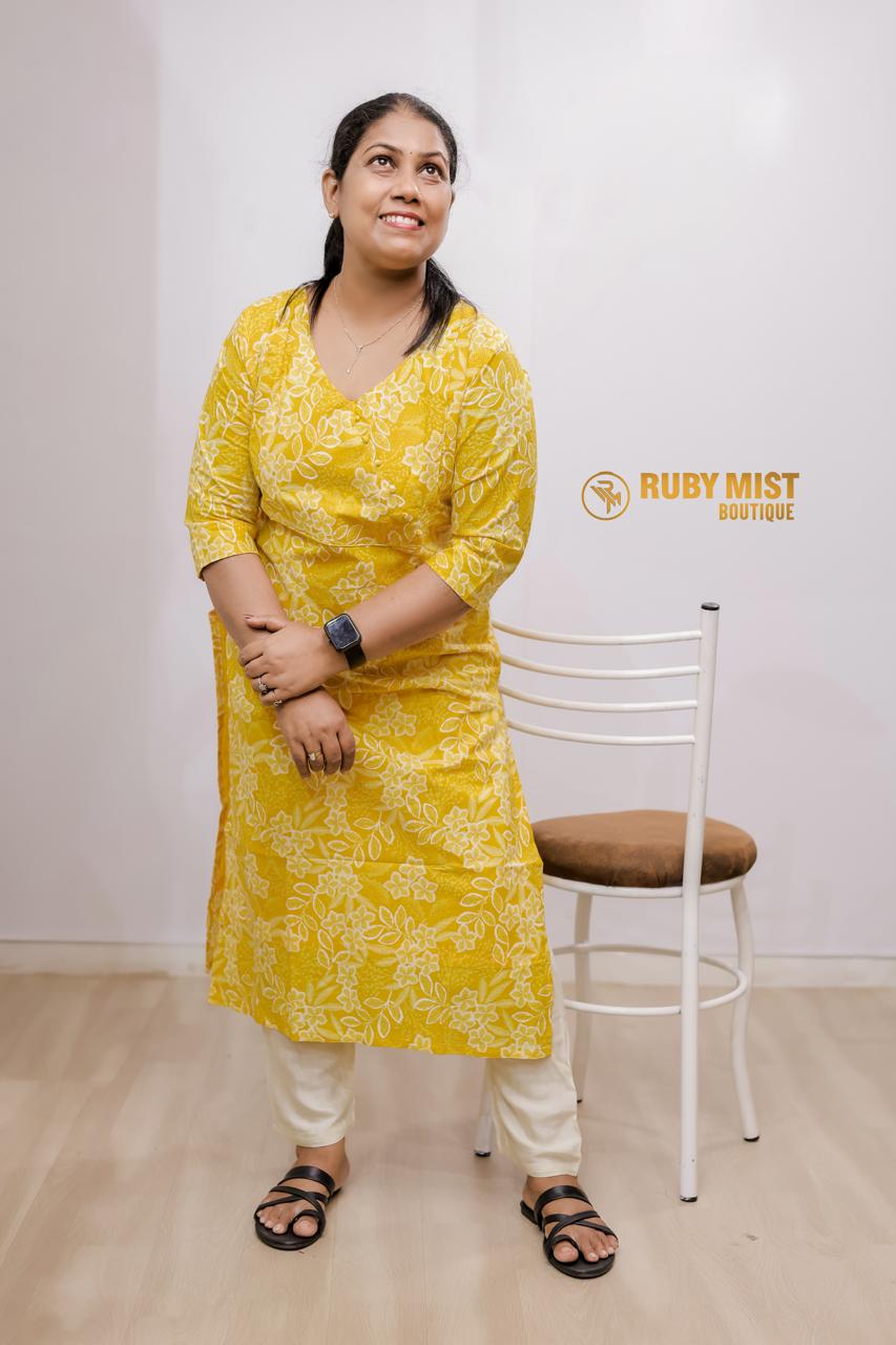 Floral Printed Cotton Kurti - Image 5
