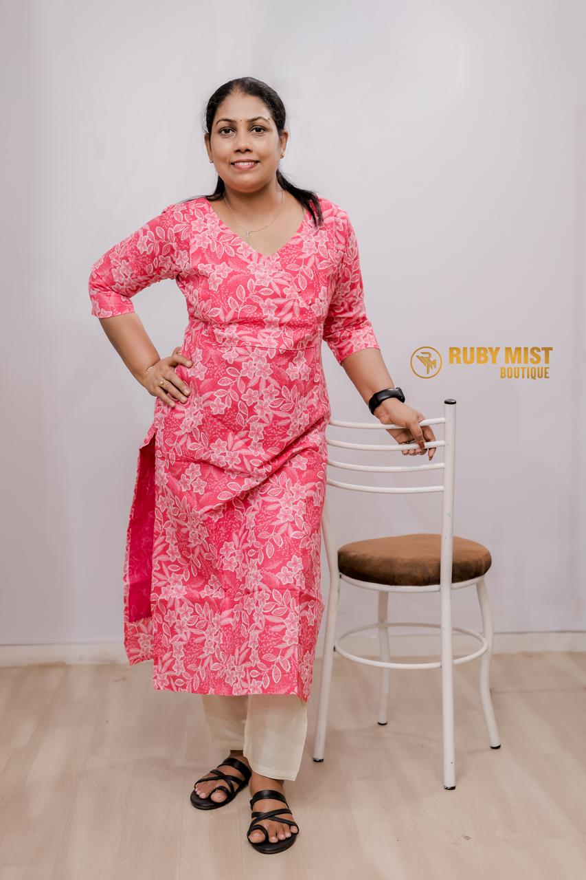 Floral Printed Cotton Kurti - Image 6