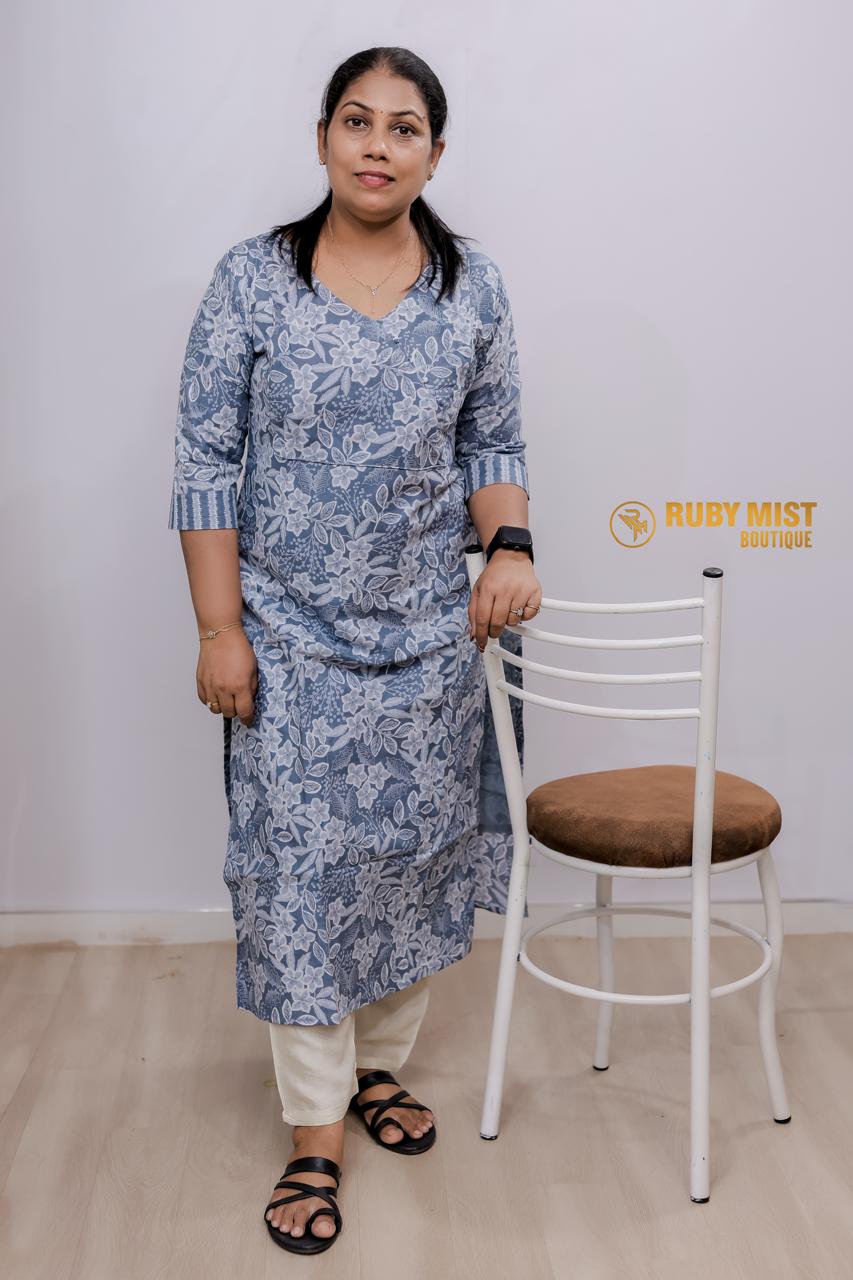 Floral Printed Cotton Kurti - Image 9