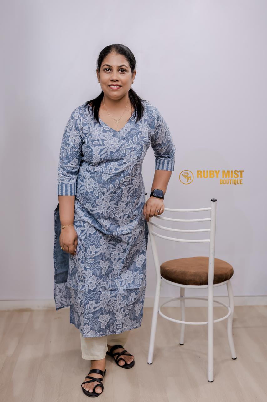 Floral Printed Cotton Kurti - Image 8