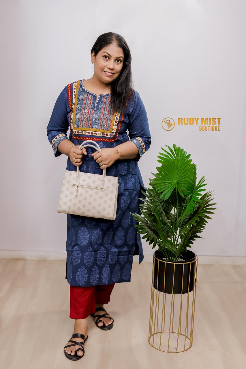 Hidden Block Painted Daily Wear Cotton Kurti - Image 2