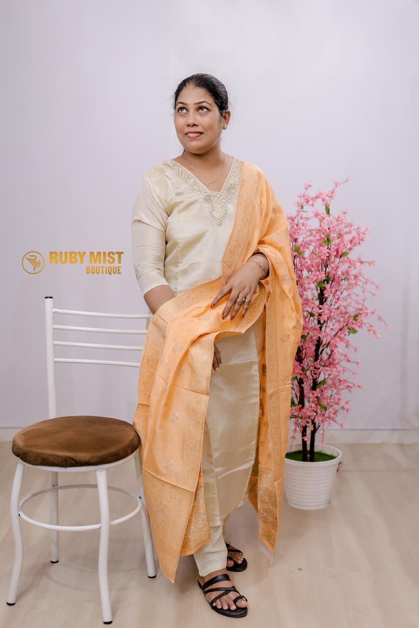 Semi silk churidar set - Image 2