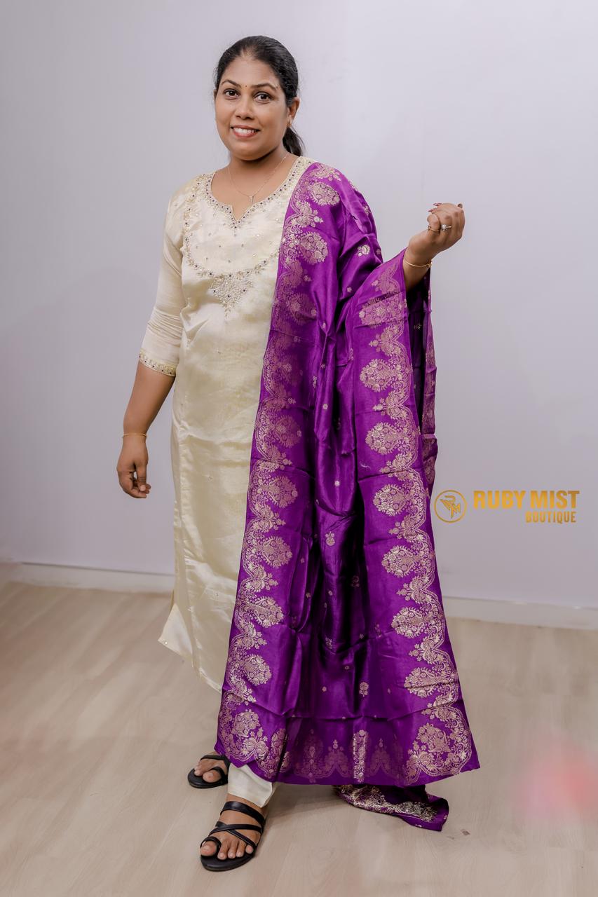 Semi silk churidar set - Image 5