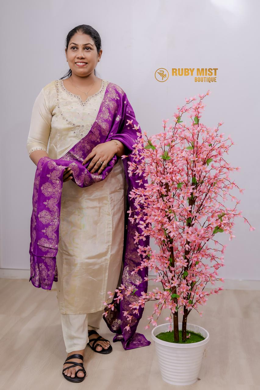 Semi silk churidar set - Image 7