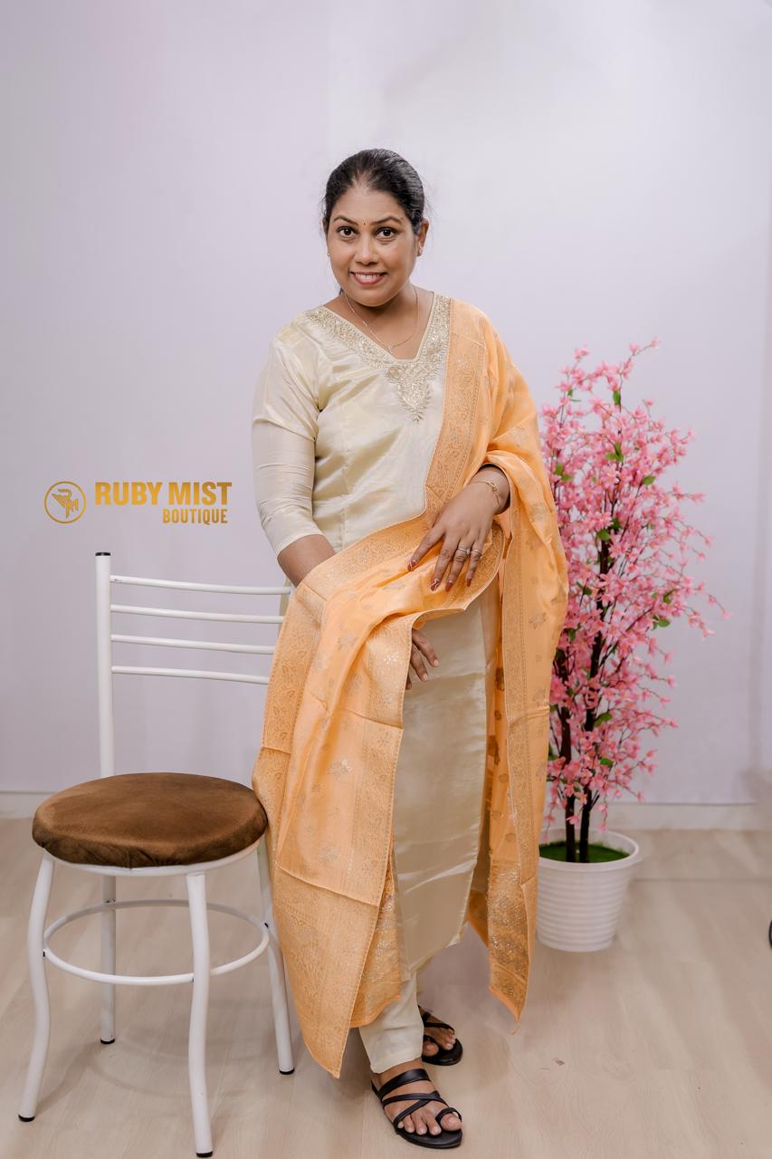 Semi silk churidar set - Image 9